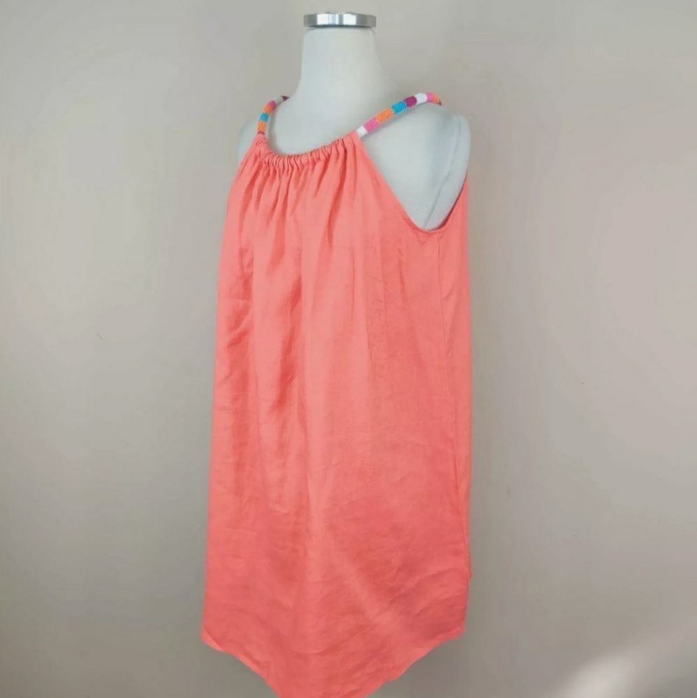 🏝 St Tropez west coral linen dress size small 🦀 - Picture 5 of 8